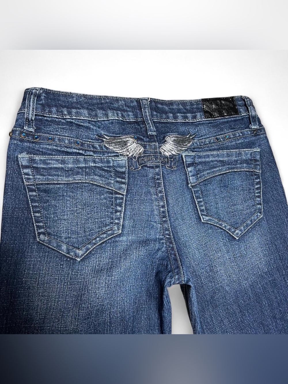Y2K Robins Jeans Low Rise Embroidered Back-Pocket Jeans